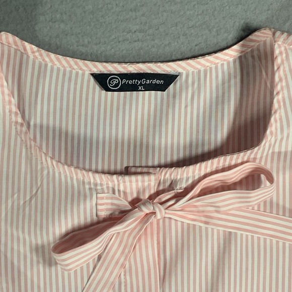 PAIR Of Pretty‎ Garden XL Blue/pink Strip Bow Front Top Puff Elbow Sleeves - Picture 4 of 10